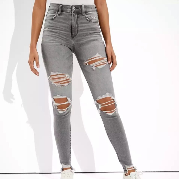 American Eagle Ne(x)t Level Super High-Waisted Jeggings, Gray, Size 00 Short - Picture 1 of 7